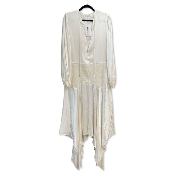 MARQUES' ALMEIDA embroidered silk maxi dress White flapper bridal $1300 NWT S - Picture 8 of 16